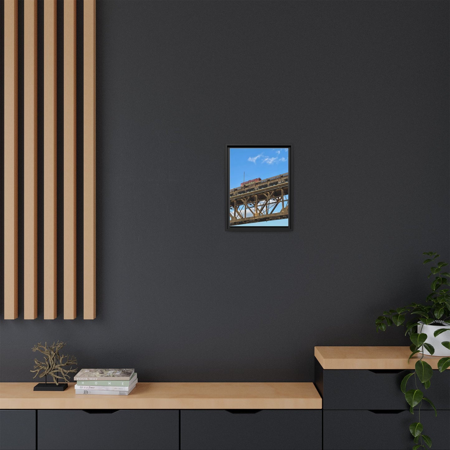 Framed Art Print, Vibrant Wall Decor for Home or Office, Gift for Train Lovers, Urban Landscape Art, Modern Decor