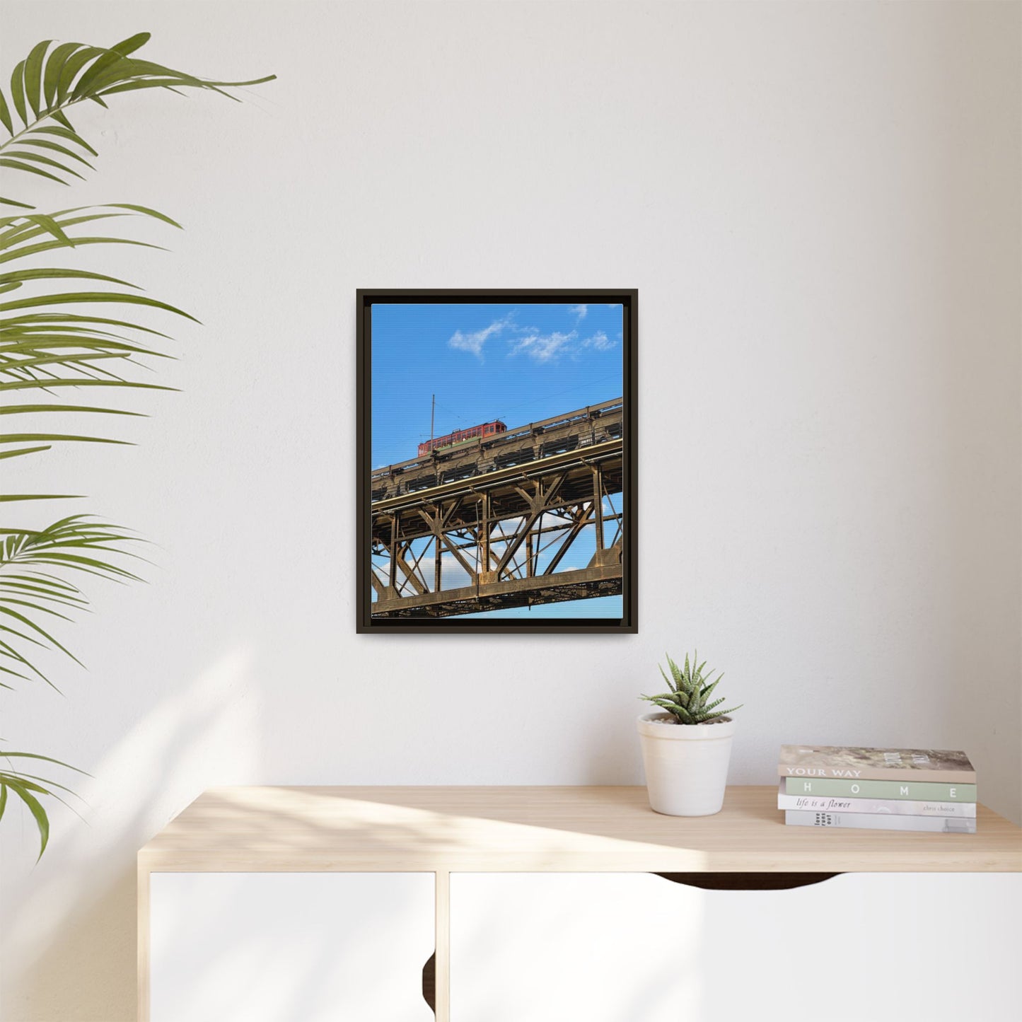 Framed Art Print, Vibrant Wall Decor for Home or Office, Gift for Train Lovers, Urban Landscape Art, Modern Decor