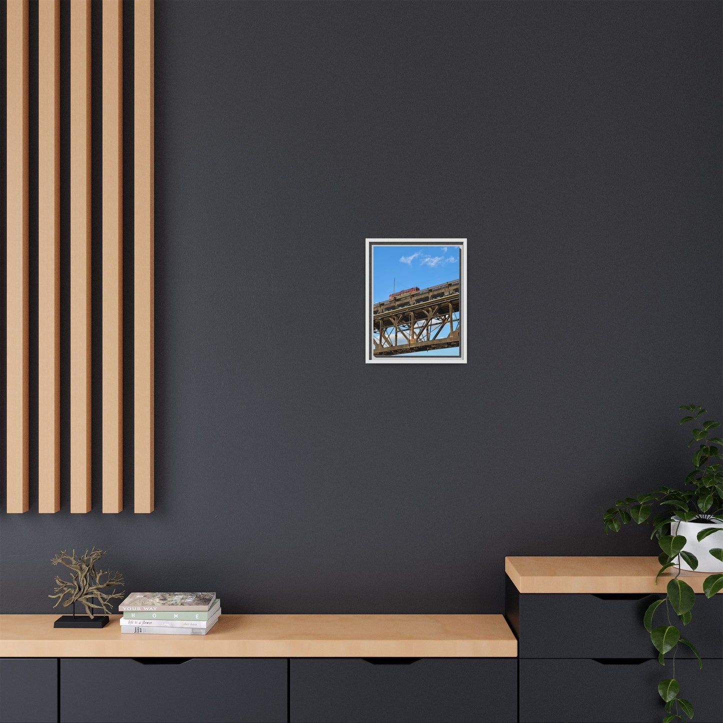 Framed Art Print, Vibrant Wall Decor for Home or Office, Gift for Train Lovers, Urban Landscape Art, Modern Decor