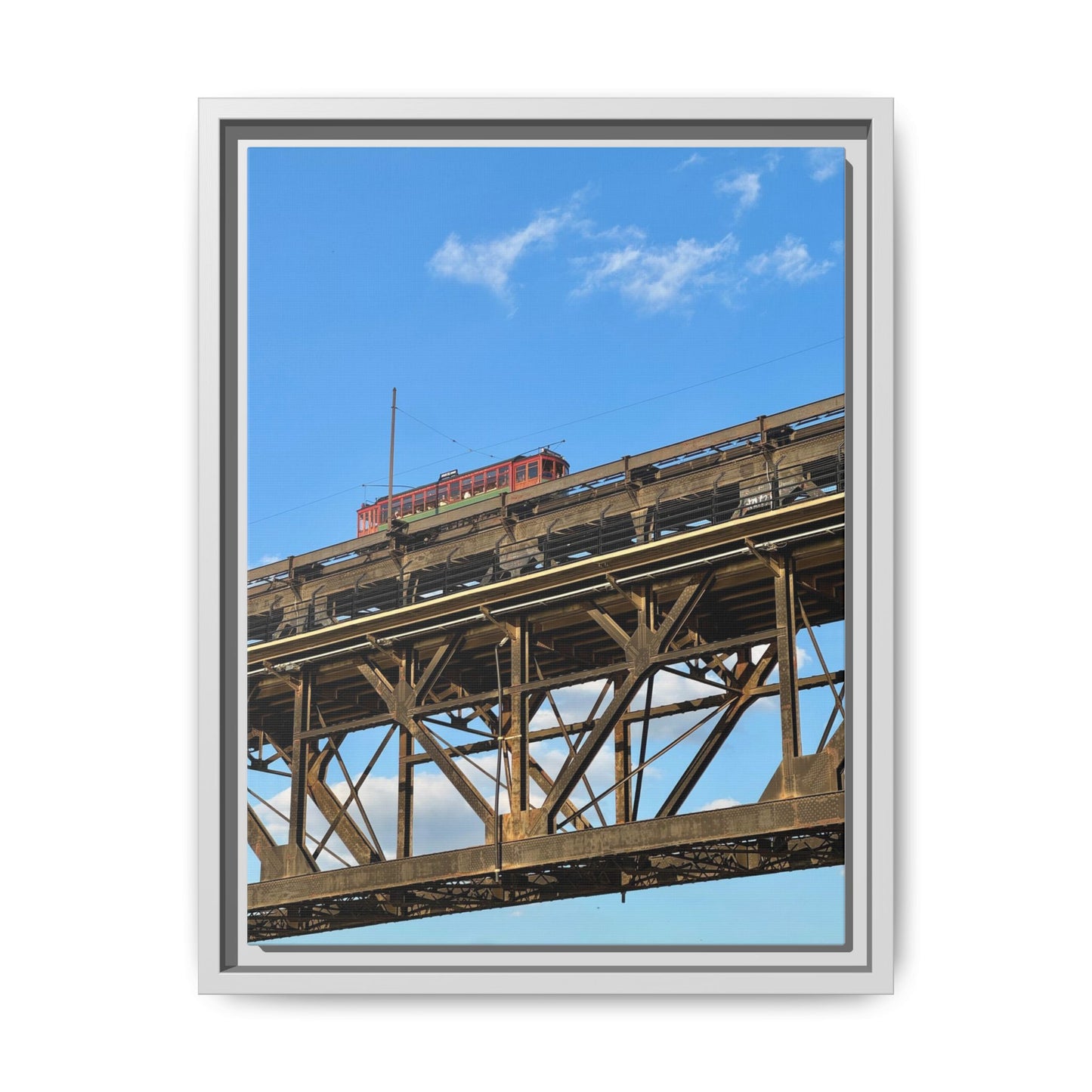 Framed Art Print, Vibrant Wall Decor for Home or Office, Gift for Train Lovers, Urban Landscape Art, Modern Decor