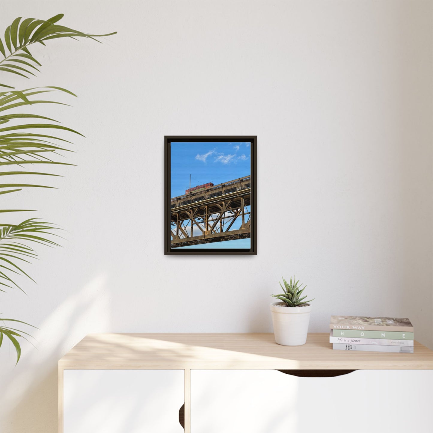 Framed Art Print, Vibrant Wall Decor for Home or Office, Gift for Train Lovers, Urban Landscape Art, Modern Decor