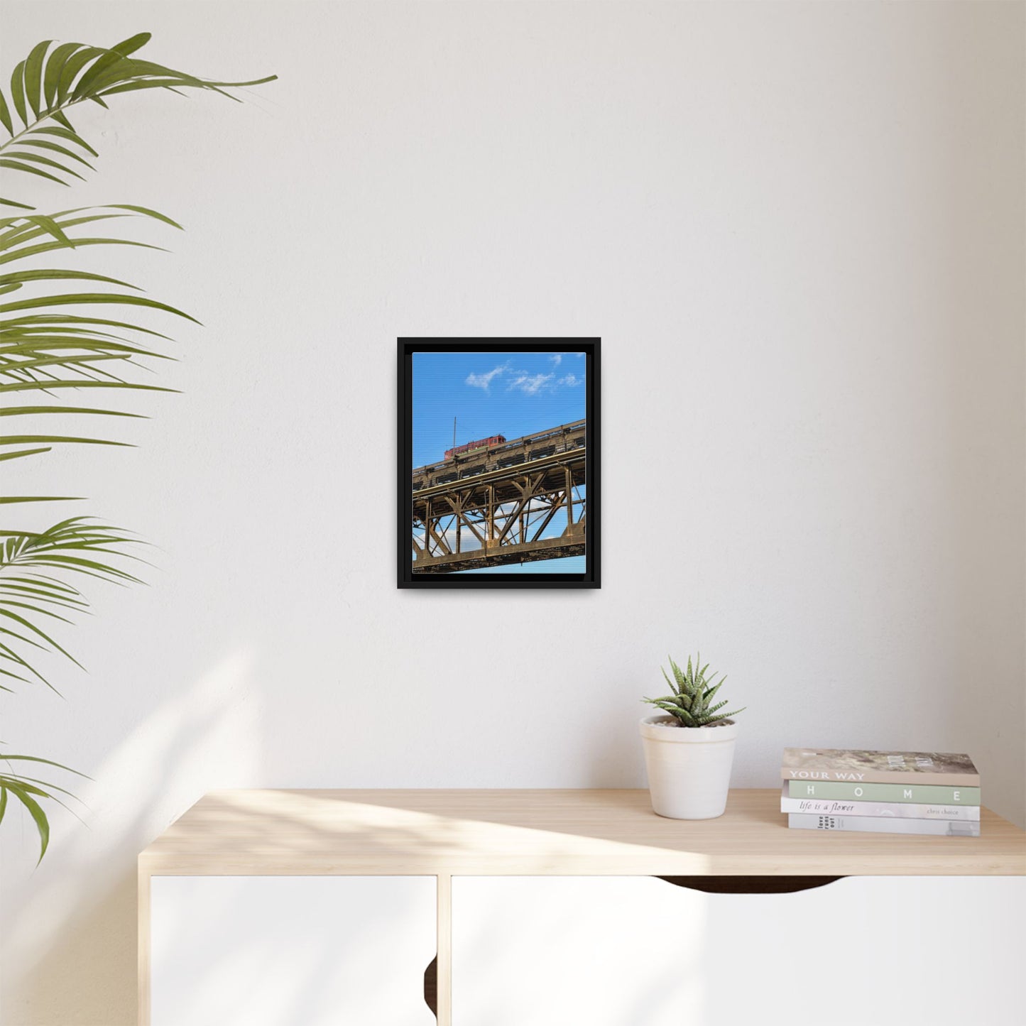 Framed Art Print, Vibrant Wall Decor for Home or Office, Gift for Train Lovers, Urban Landscape Art, Modern Decor