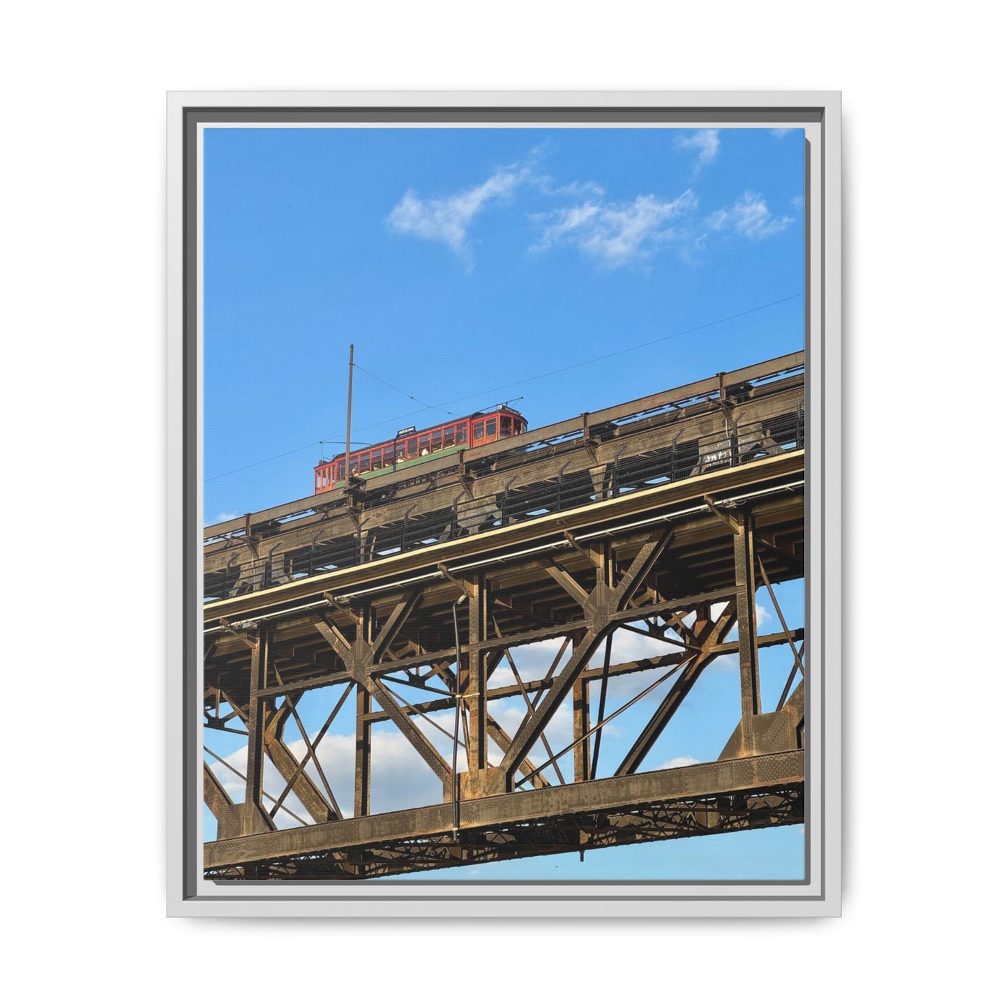 Framed Art Print, Vibrant Wall Decor for Home or Office, Gift for Train Lovers, Urban Landscape Art, Modern Decor