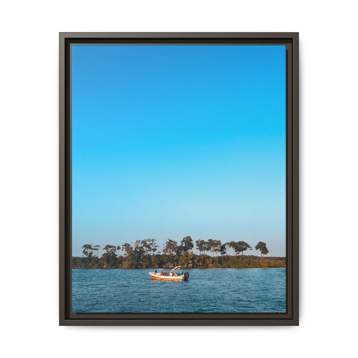 Framed Canvas Art Print, Coastal Boat Scene, Nautical Wall Décor