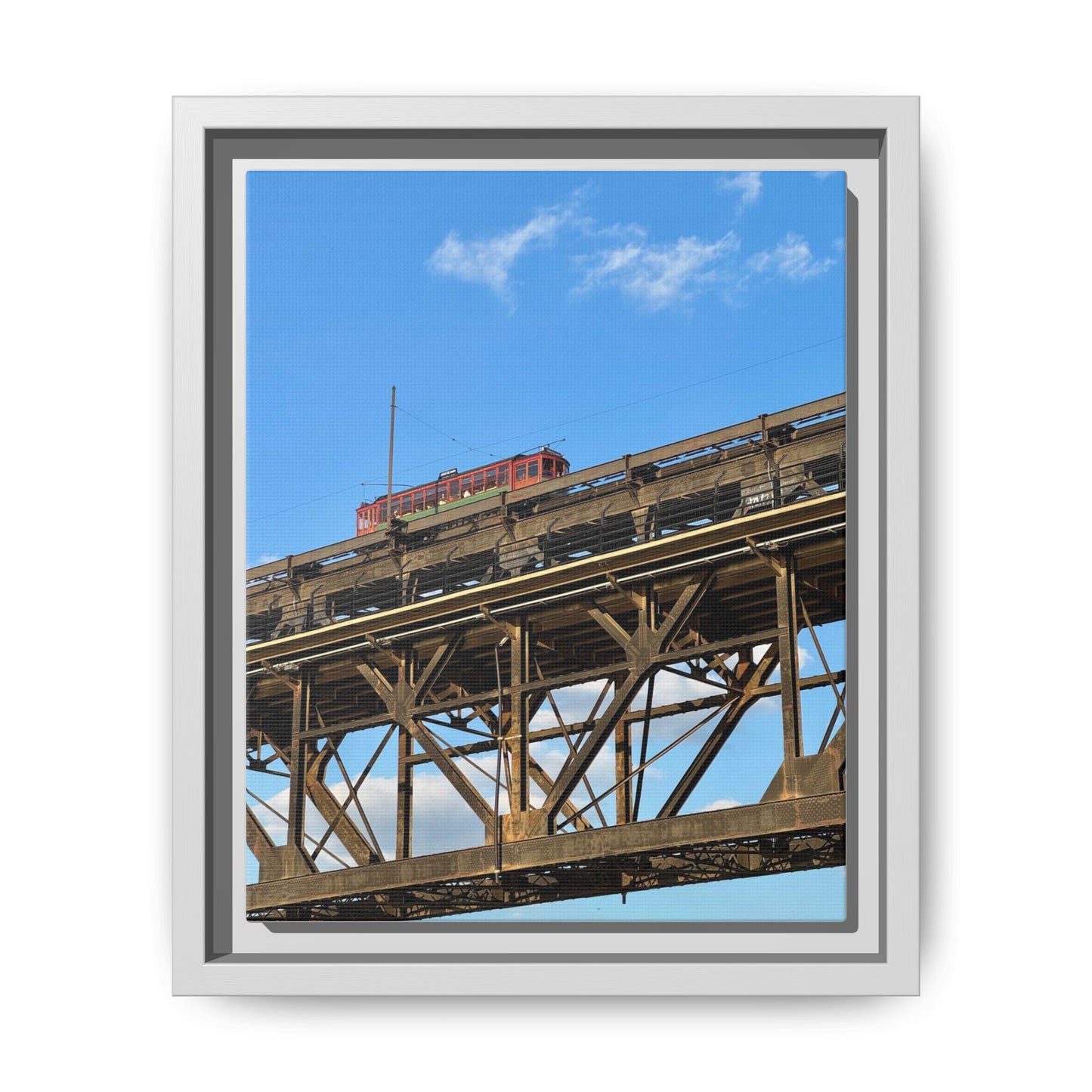 Framed Art Print, Vibrant Wall Decor for Home or Office, Gift for Train Lovers, Urban Landscape Art, Modern Decor