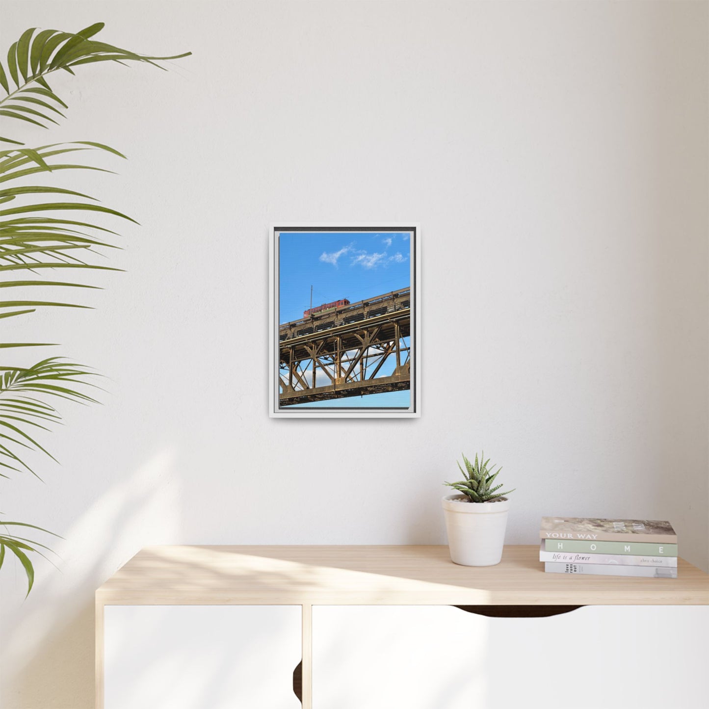 Framed Art Print, Vibrant Wall Decor for Home or Office, Gift for Train Lovers, Urban Landscape Art, Modern Decor