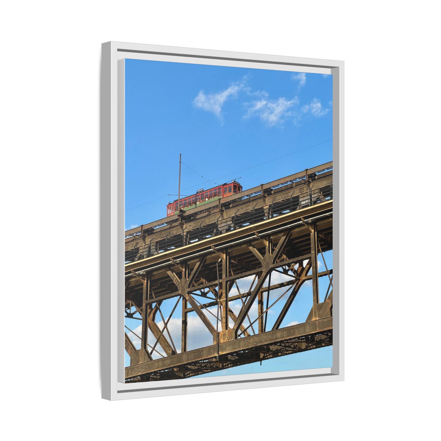 Framed Art Print, Vibrant Wall Decor for Home or Office, Gift for Train Lovers, Urban Landscape Art, Modern Decor