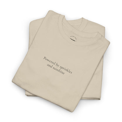 Powered by Sprinkles and Sunshine Unisex Heavy Cotton Tee, Inspirational T-Shirt, Everyday Comfort