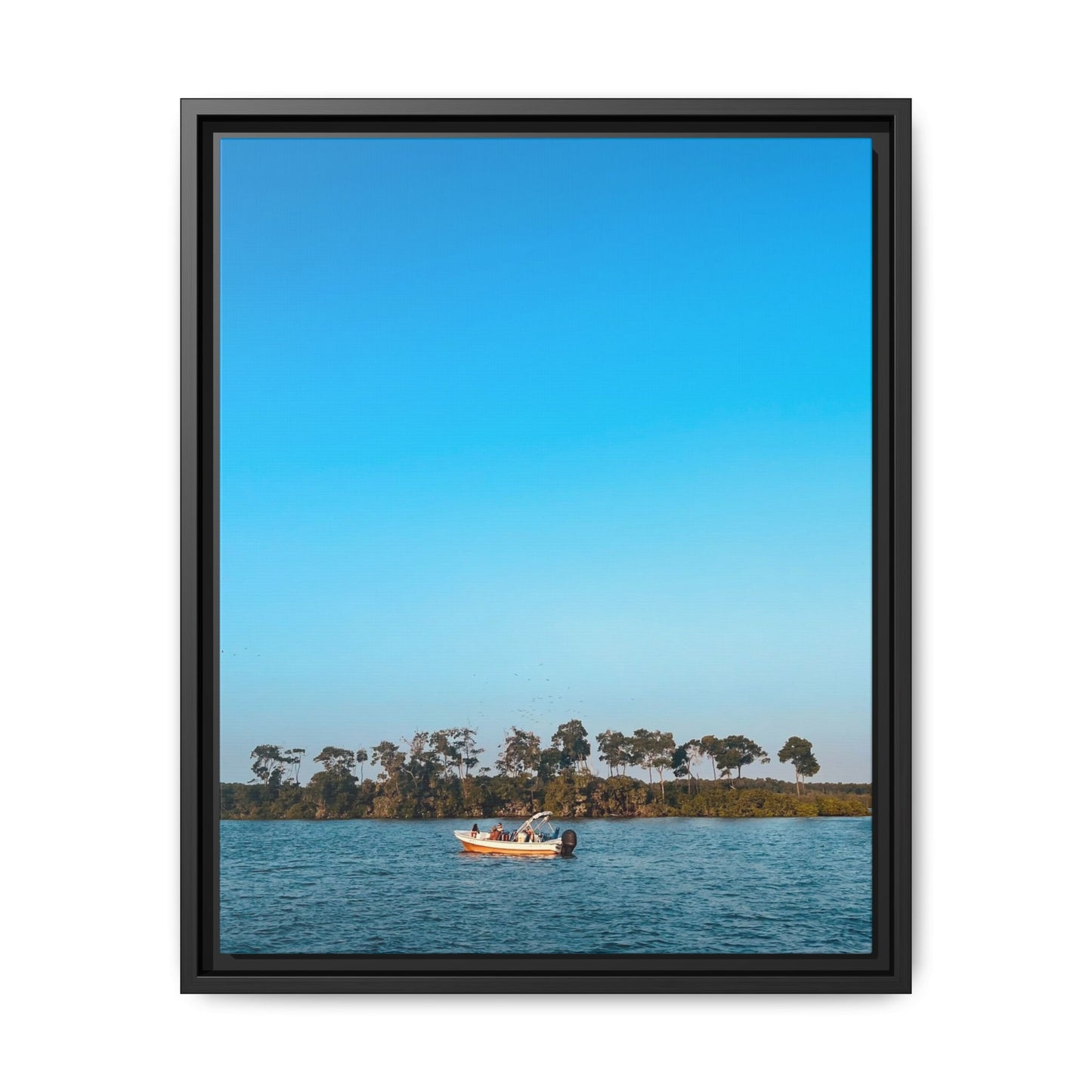 Framed Canvas Art Print, Coastal Boat Scene, Nautical Wall Décor
