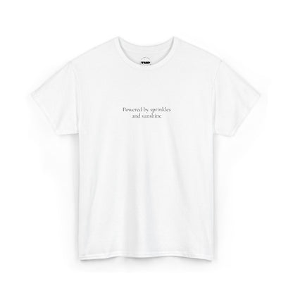 Powered by Sprinkles and Sunshine Unisex Heavy Cotton Tee, Inspirational T-Shirt, Everyday Comfort