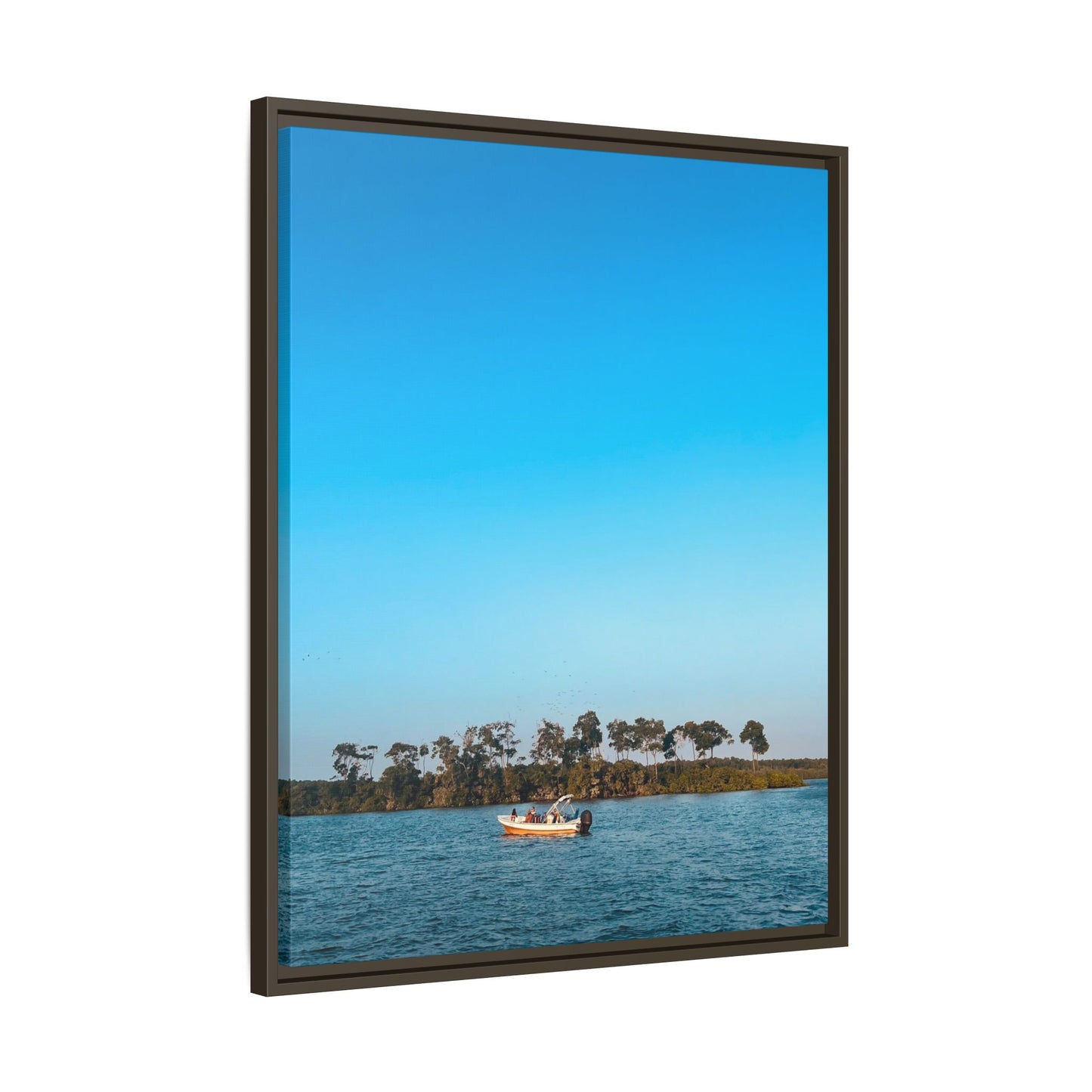 Framed Canvas Art Print, Coastal Boat Scene, Nautical Wall Décor