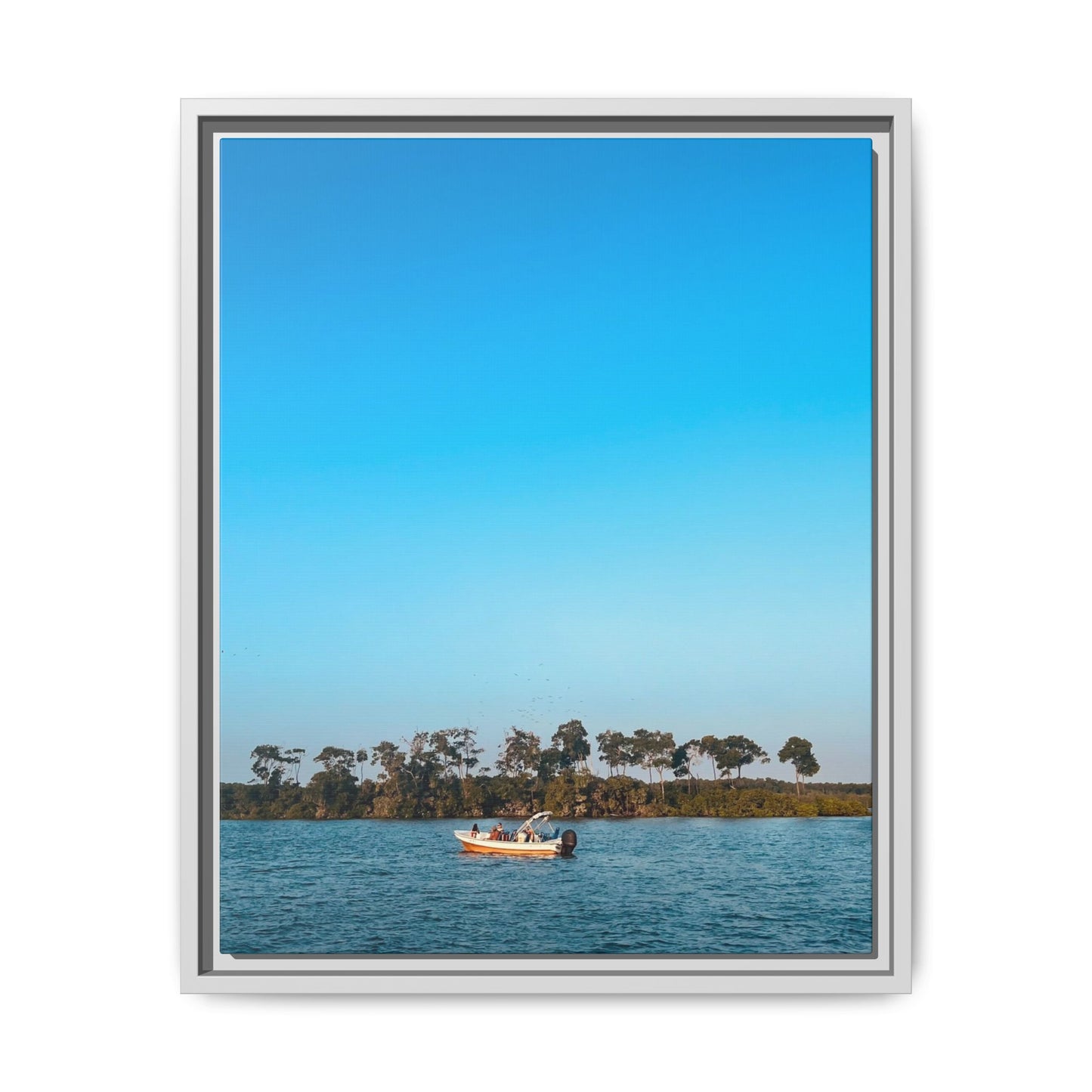 Framed Canvas Art Print, Coastal Boat Scene, Nautical Wall Décor
