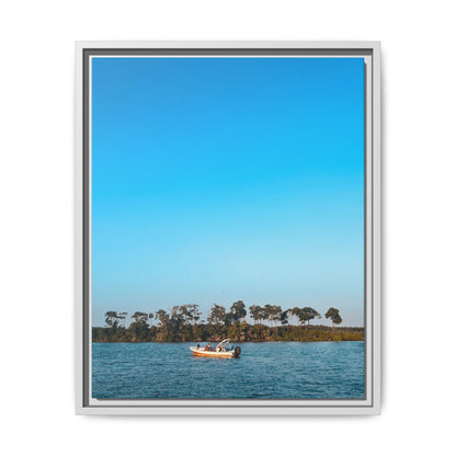 Framed Canvas Art Print, Coastal Boat Scene, Nautical Wall Décor