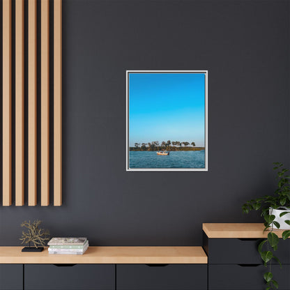 Framed Canvas Art Print, Coastal Boat Scene, Nautical Wall Décor