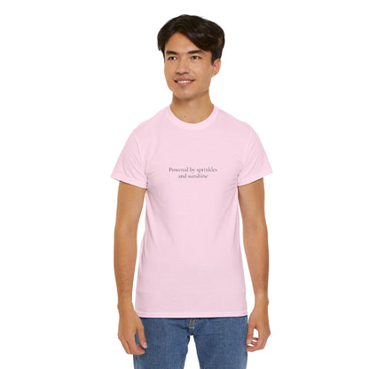 Powered by Sprinkles and Sunshine Unisex Heavy Cotton Tee, Inspirational T-Shirt, Everyday Comfort