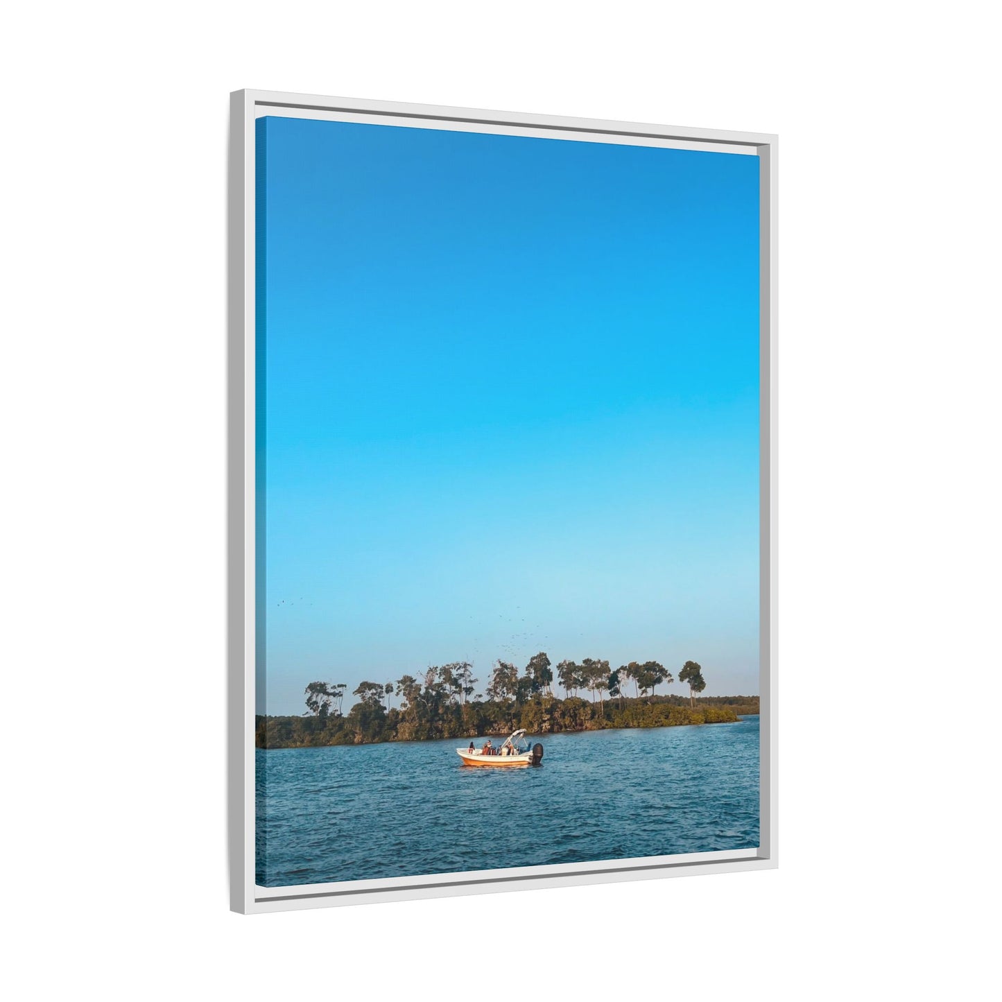 Framed Canvas Art Print, Coastal Boat Scene, Nautical Wall Décor