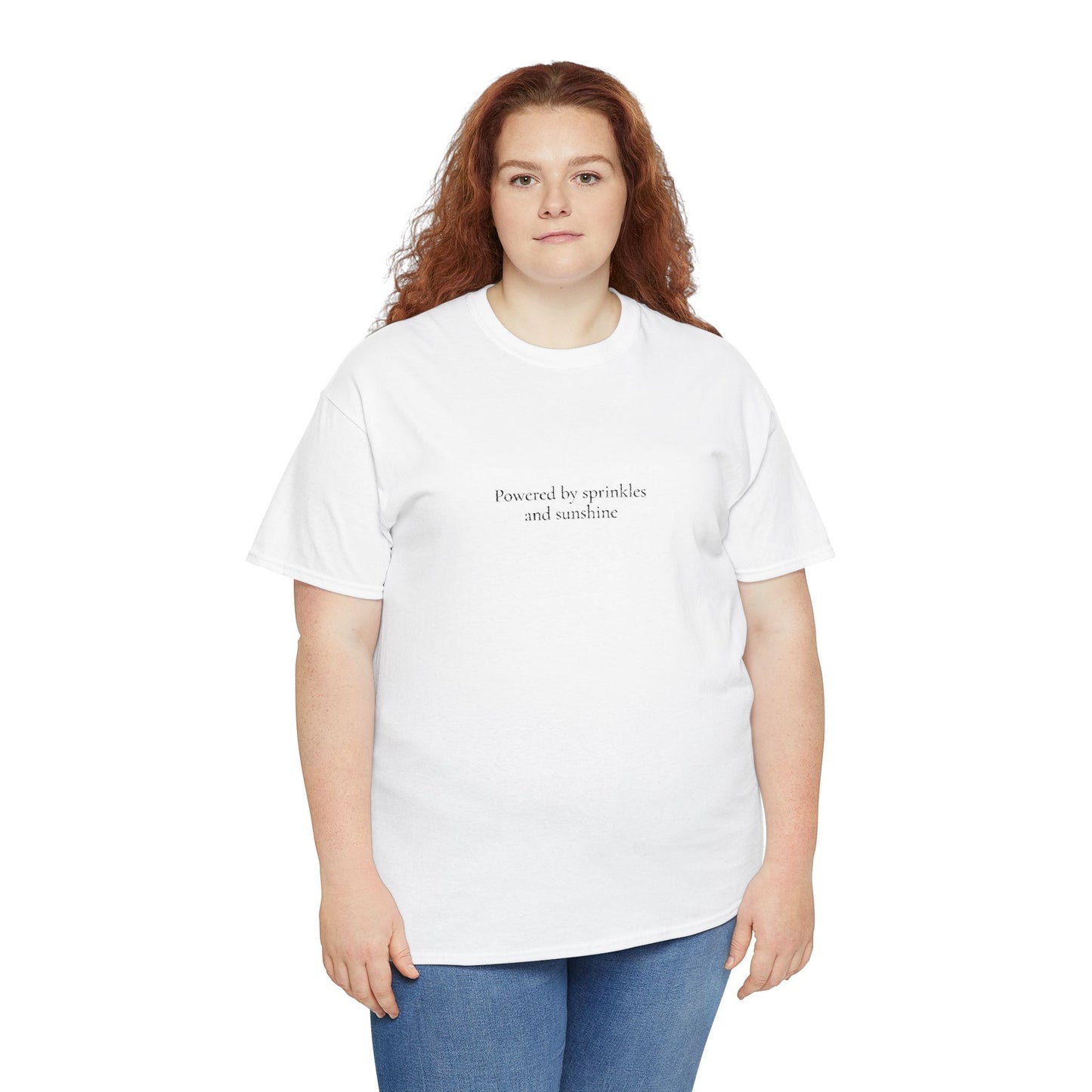 Powered by Sprinkles and Sunshine Unisex Heavy Cotton Tee, Inspirational T-Shirt, Everyday Comfort