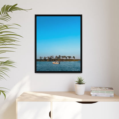 Framed Canvas Art Print, Coastal Boat Scene, Nautical Wall Décor