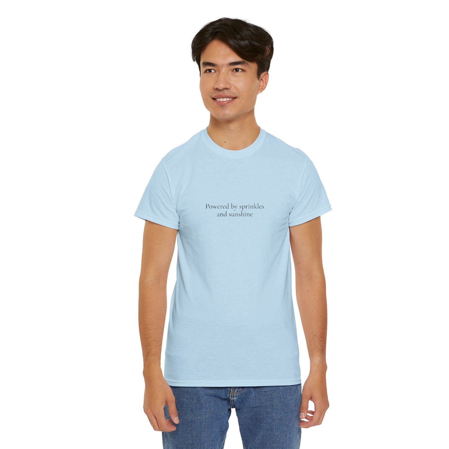 Powered by Sprinkles and Sunshine Unisex Heavy Cotton Tee, Inspirational T-Shirt, Everyday Comfort