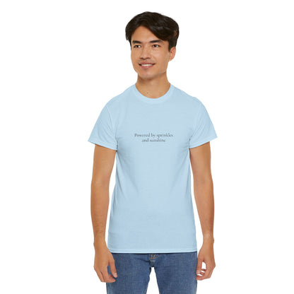 Powered by Sprinkles and Sunshine Unisex Heavy Cotton Tee, Inspirational T-Shirt, Everyday Comfort