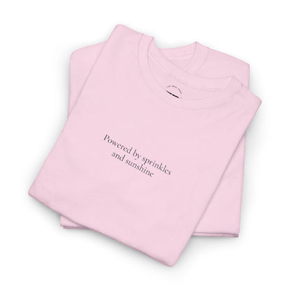 Powered by Sprinkles and Sunshine Unisex Heavy Cotton Tee, Inspirational T-Shirt, Everyday Comfort