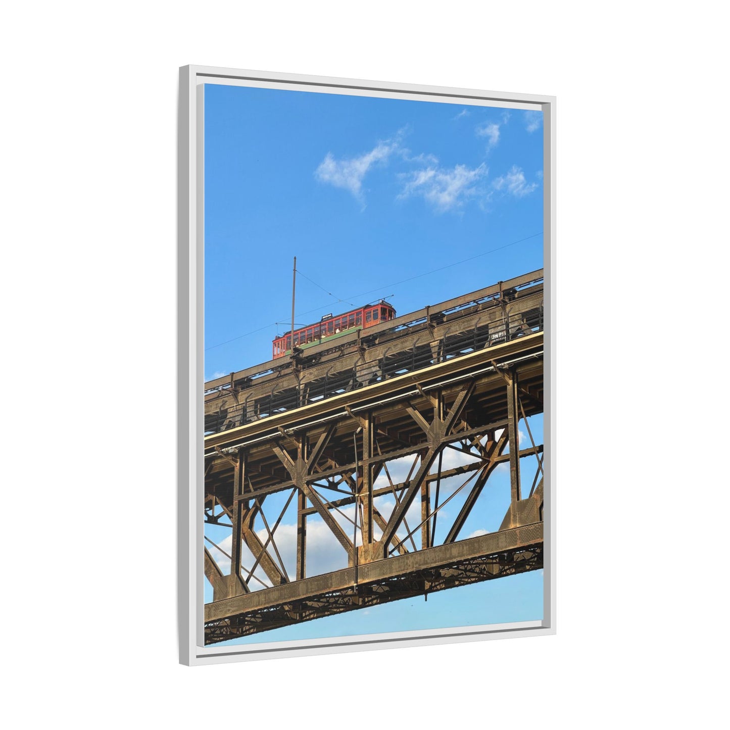 Framed Art Print, Vibrant Wall Decor for Home or Office, Gift for Train Lovers, Urban Landscape Art, Modern Decor