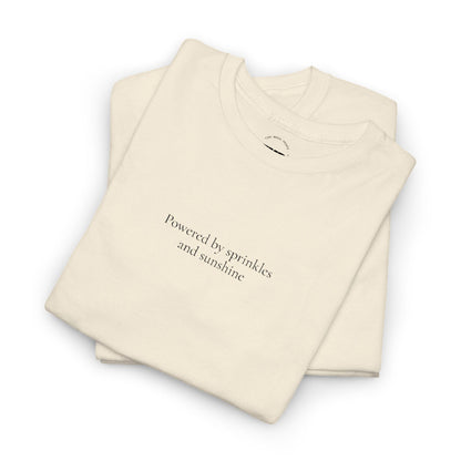 Powered by Sprinkles and Sunshine Unisex Heavy Cotton Tee, Inspirational T-Shirt, Everyday Comfort