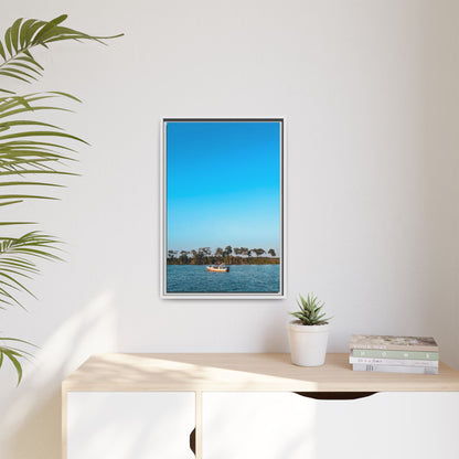 Framed Canvas Art Print, Coastal Boat Scene, Nautical Wall Décor