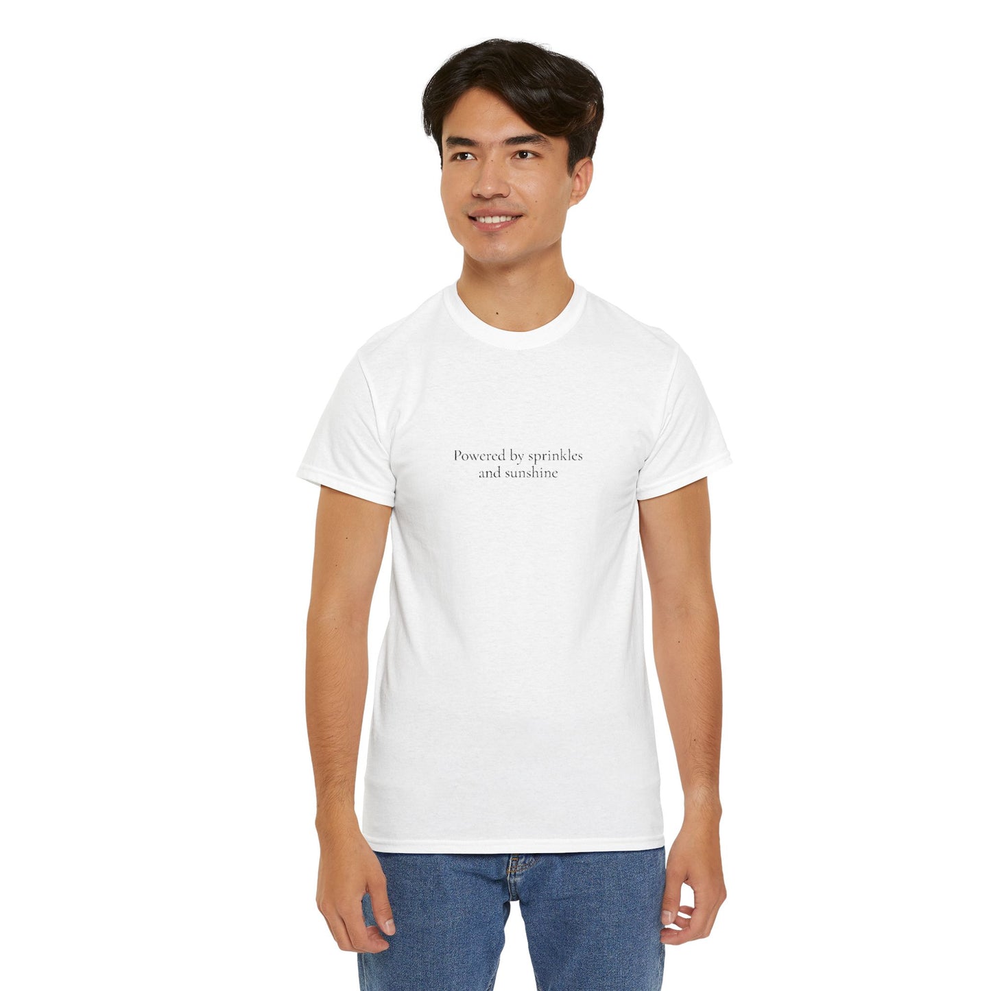 Powered by Sprinkles and Sunshine Unisex Heavy Cotton Tee, Inspirational T-Shirt, Everyday Comfort
