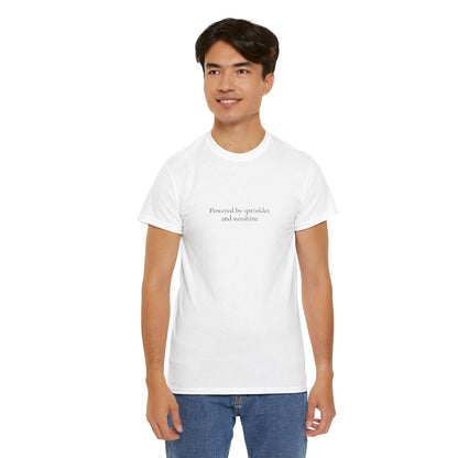 Powered by Sprinkles and Sunshine Unisex Heavy Cotton Tee, Inspirational T-Shirt, Everyday Comfort